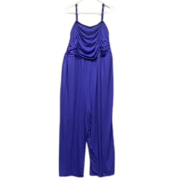 Ava & Viv Pants - Ava & Viv Convertible Spaghetti Strap Rouched Bodice Knit Jumpsuit Purple NWT 2X